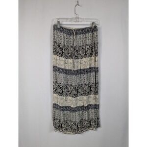 Vtg AGB Long Maxi Skirt Bohemian Luxe Neutral Paisley Boho Side Slits Sz XL A044